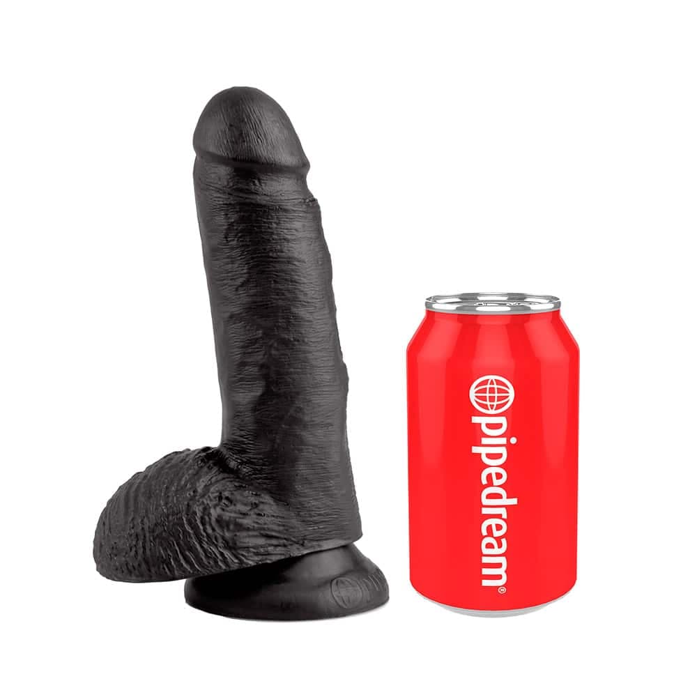 King CockÂ® Sort Dildo Med Kugler 18 Cm - Private Play