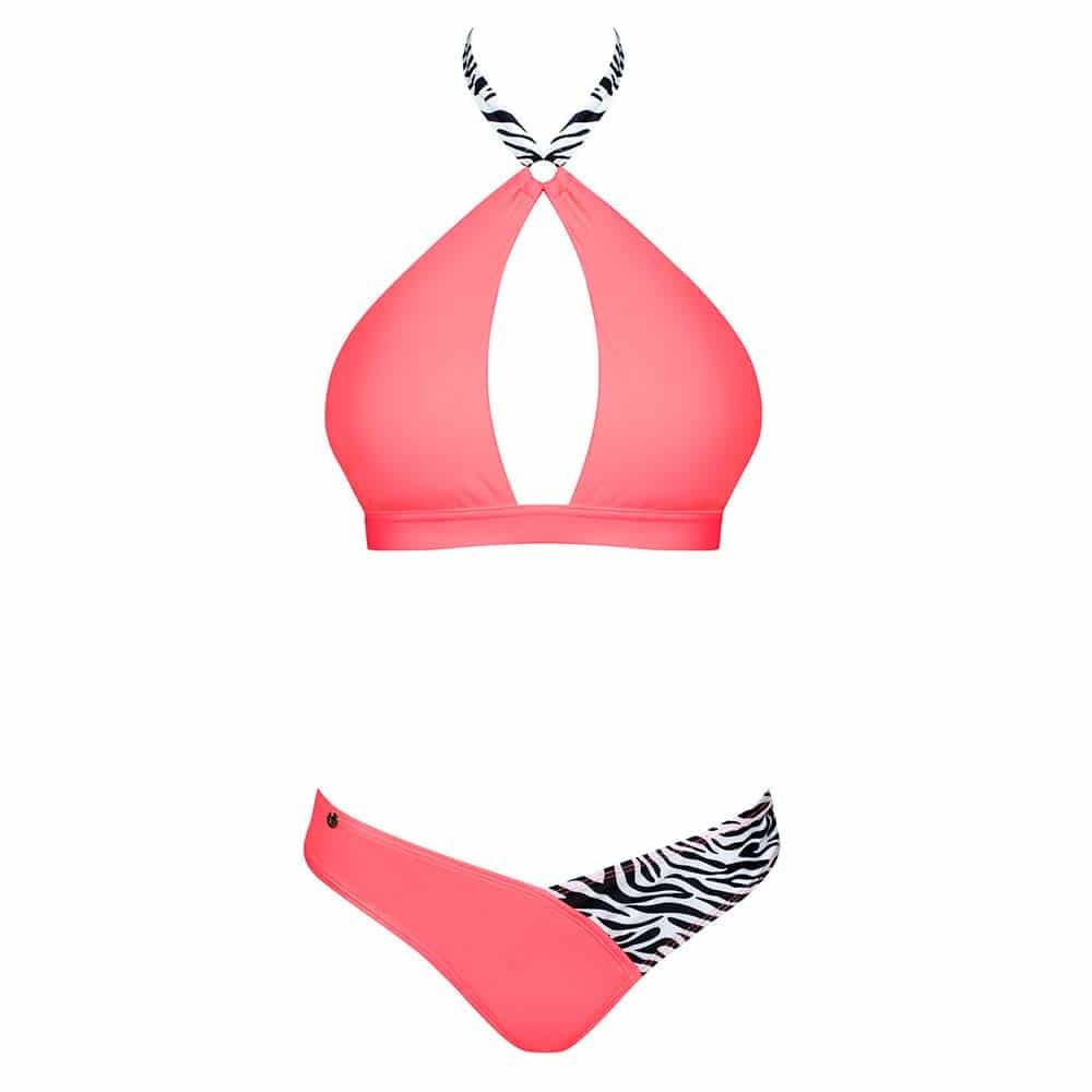 Obsessive Bahamya Bikini Koral og Zebra - XL - Private Play