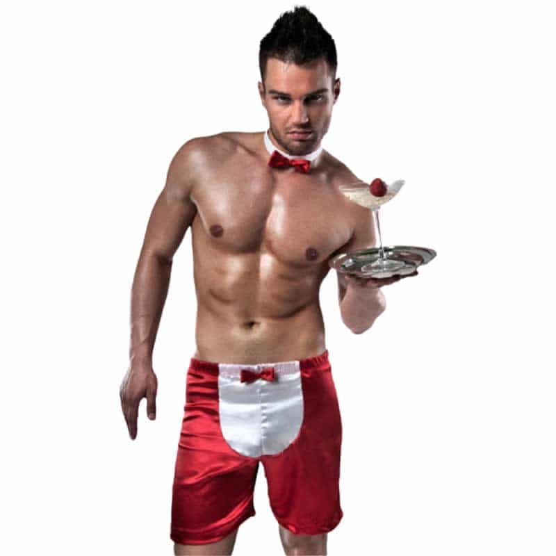 Passion The Waiter Boksershorts Rød og Hvid - S/M - Private Play