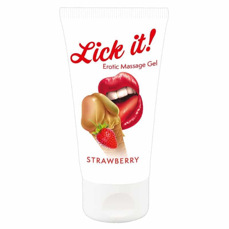 Lick It Erotisk Massagegel Jordbær - Private Play