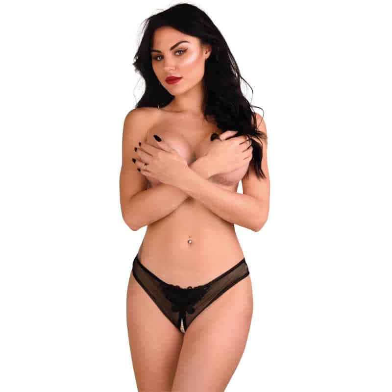 Daring Intimates Indra Bundløs G-streng Sort - S/M - Private Play