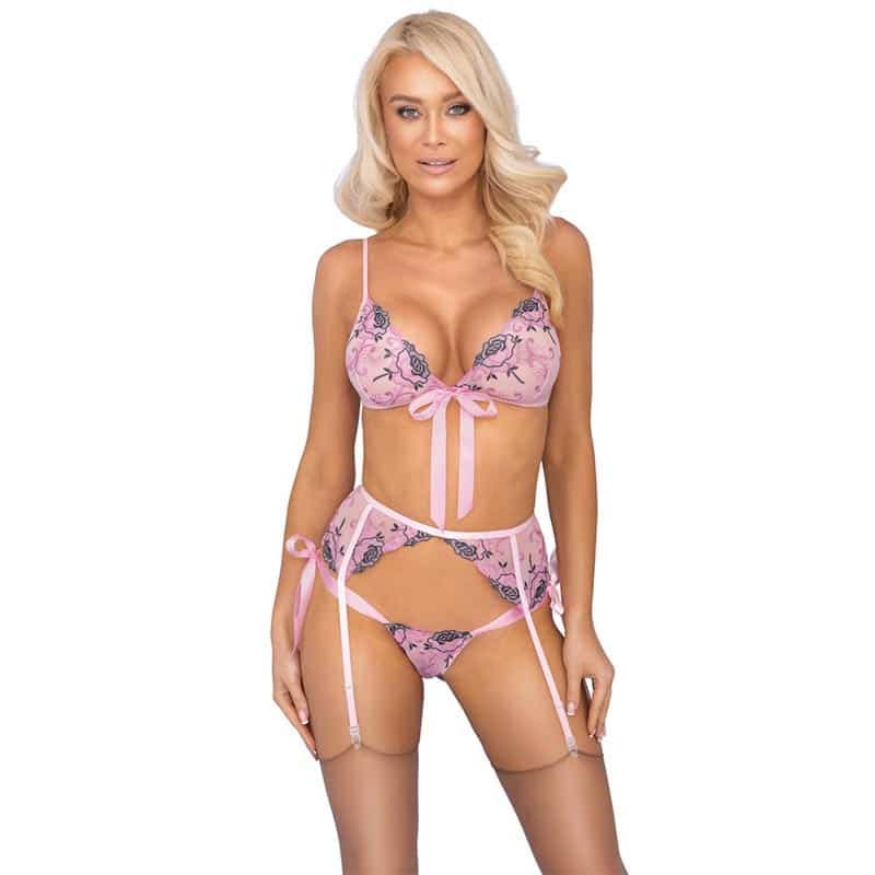 Kissable Rosa Hofteholder Sæt Lyserød - L/XL - Private Play