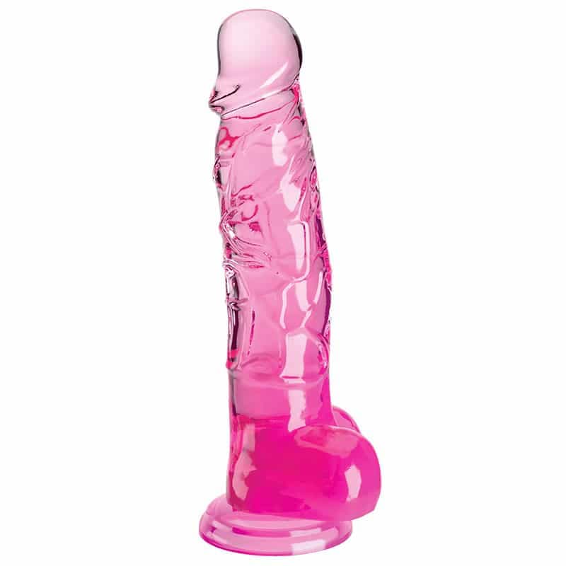 King Cock Clear Dildo med Kugler 20 cm - Pink - Private Play