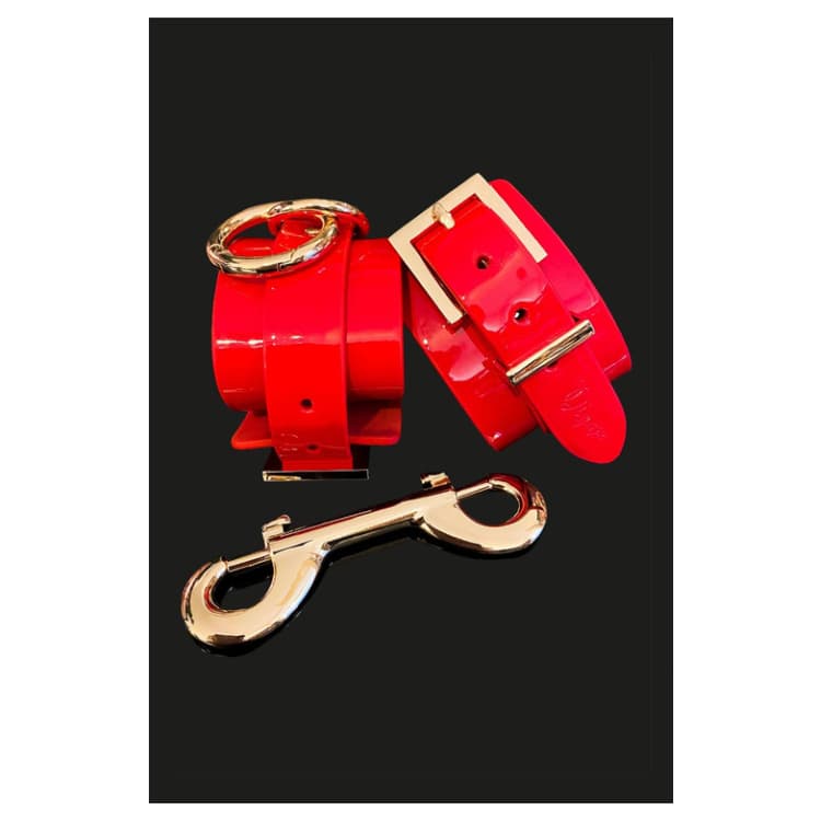 High Gloss Ankle Cuffs - Red - SMRS.dk