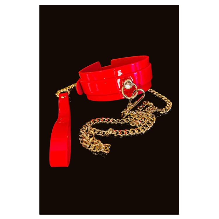 High Gloss O-Ring Collar and Leash - red - SMRS.dk