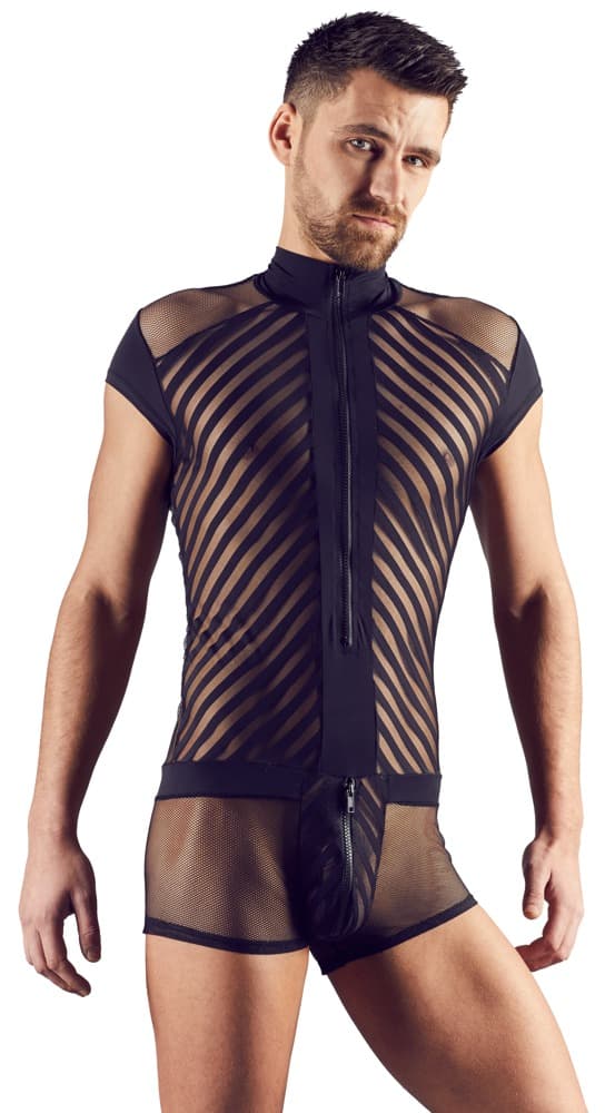Bodysuit med brystbælte af vævede elastikbånd - ORION Erotik Shop