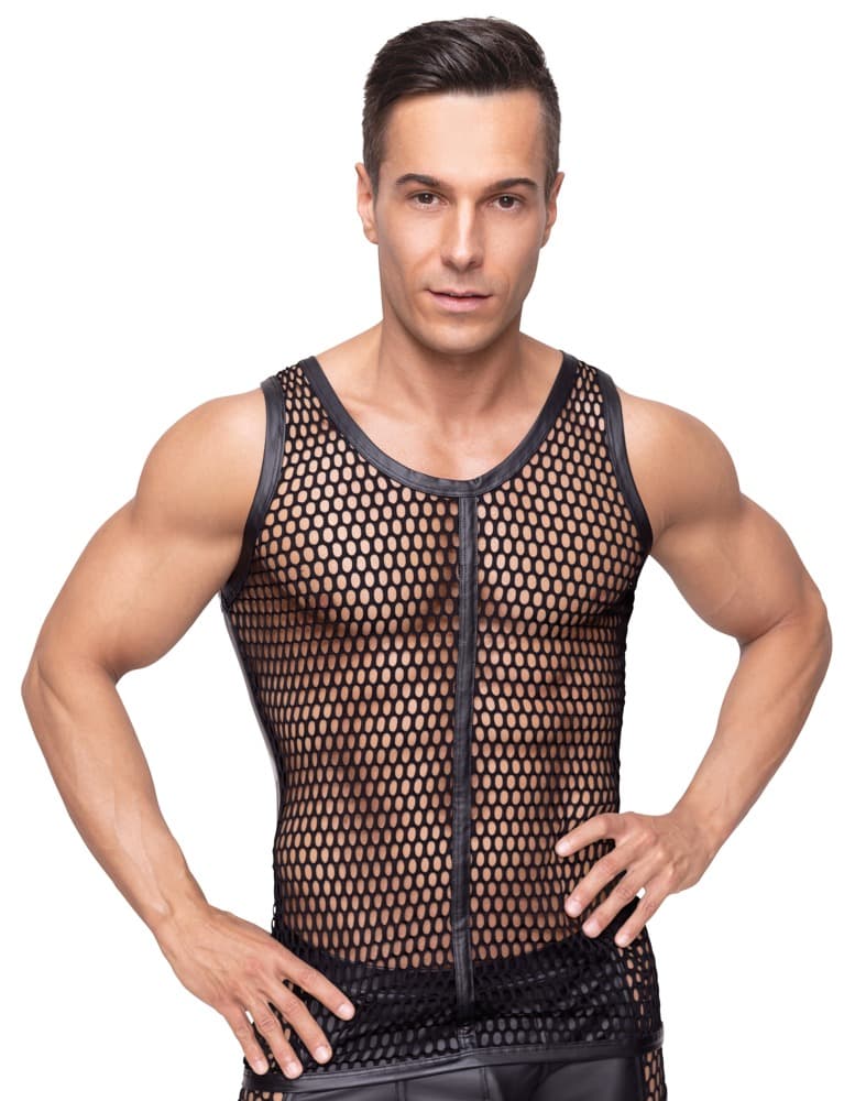 Shirt med net og ryg i matlook - ORION Erotik Shop