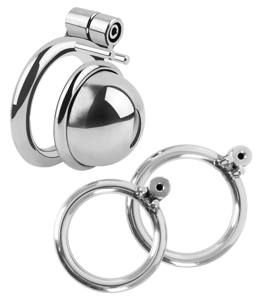 Penisbur "žMini Cock Cage" med 3 udskiftelige testikelringe - ORION Erotik Shop