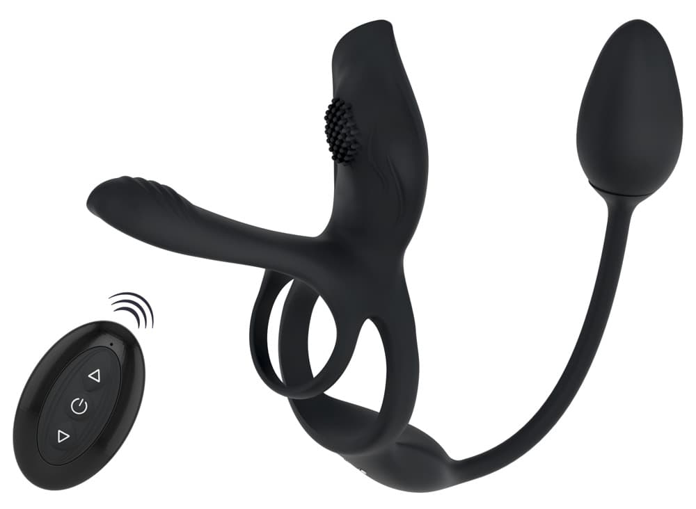 Parvibrator "Multi Function" med penis- og testikelring, klitoris- og analvibrator - ORION Erotik Shop