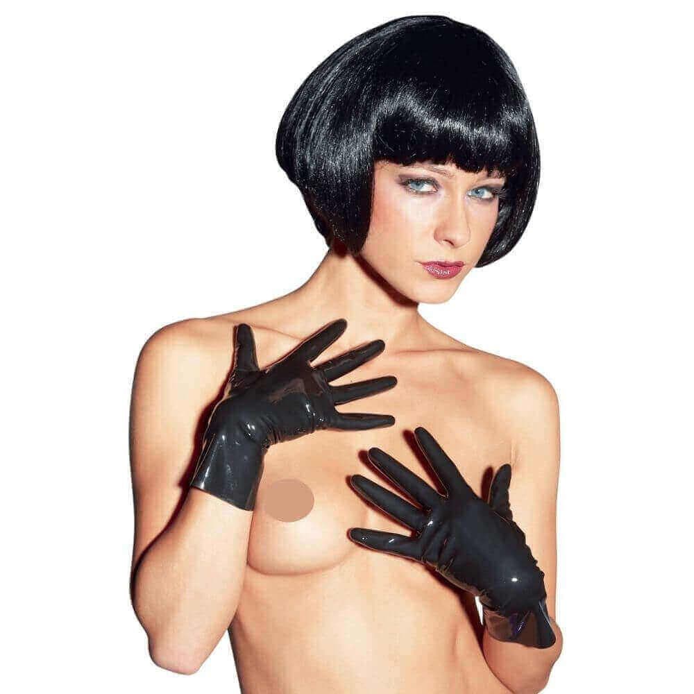 Sorte Latex Handsker Korte-L - Sexshop.dk