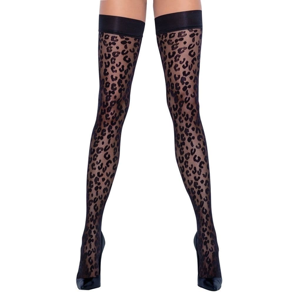 Cottelli Colection Selvsiddende Strømper med Leopard Mønster-L - Sexshop.dk