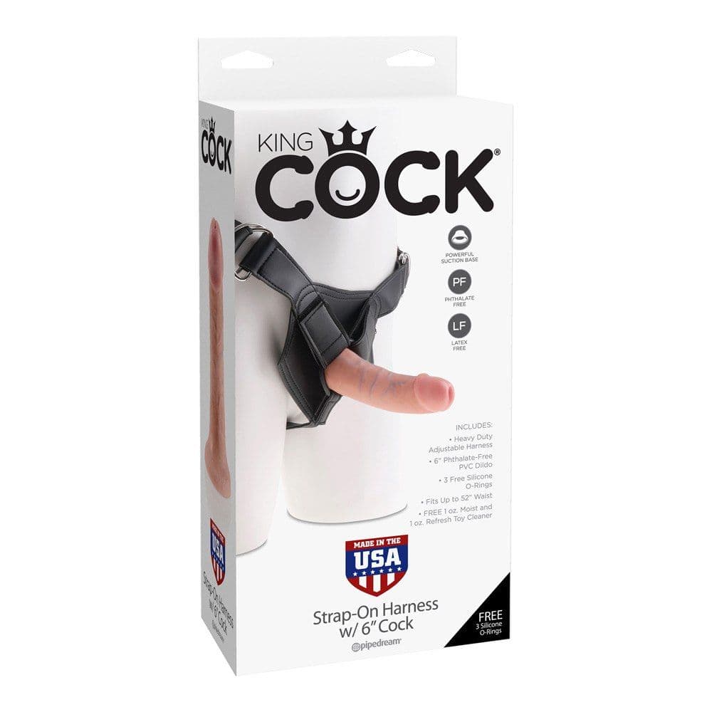 King Cock Strap-On Harness M/6" Dildo - Sexshop.dk
