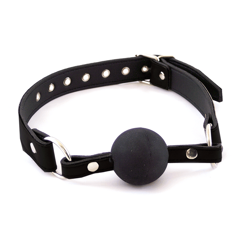 Luksuriøs Ball Gag i Læder med Gummikugle - Sexshop.dk