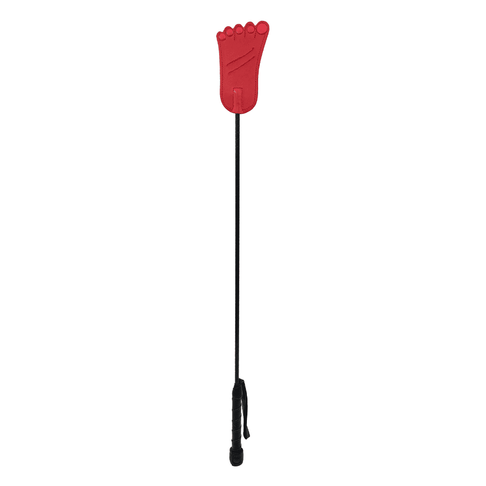 Læder Ridepisk med Fodformet Paddle - Sexshop.dk