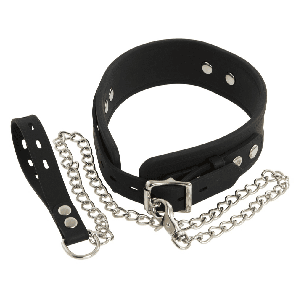 Bad Kitty Silicone Collar with Leash  - Silikone Halsbånd med Line - Sexshop.dk