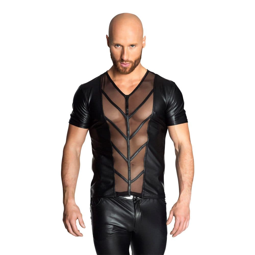 Noir Handmade Shirt med gennemsigtig front-5XL - Winkwink.dk