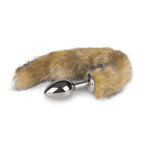 EASYTOYS FOX TAIL PLUG SILVER EKSLUSIV SØLVFARVET PLUG MED BLØD LYSEBRUN RÆVEHAVE - Nautii.dk