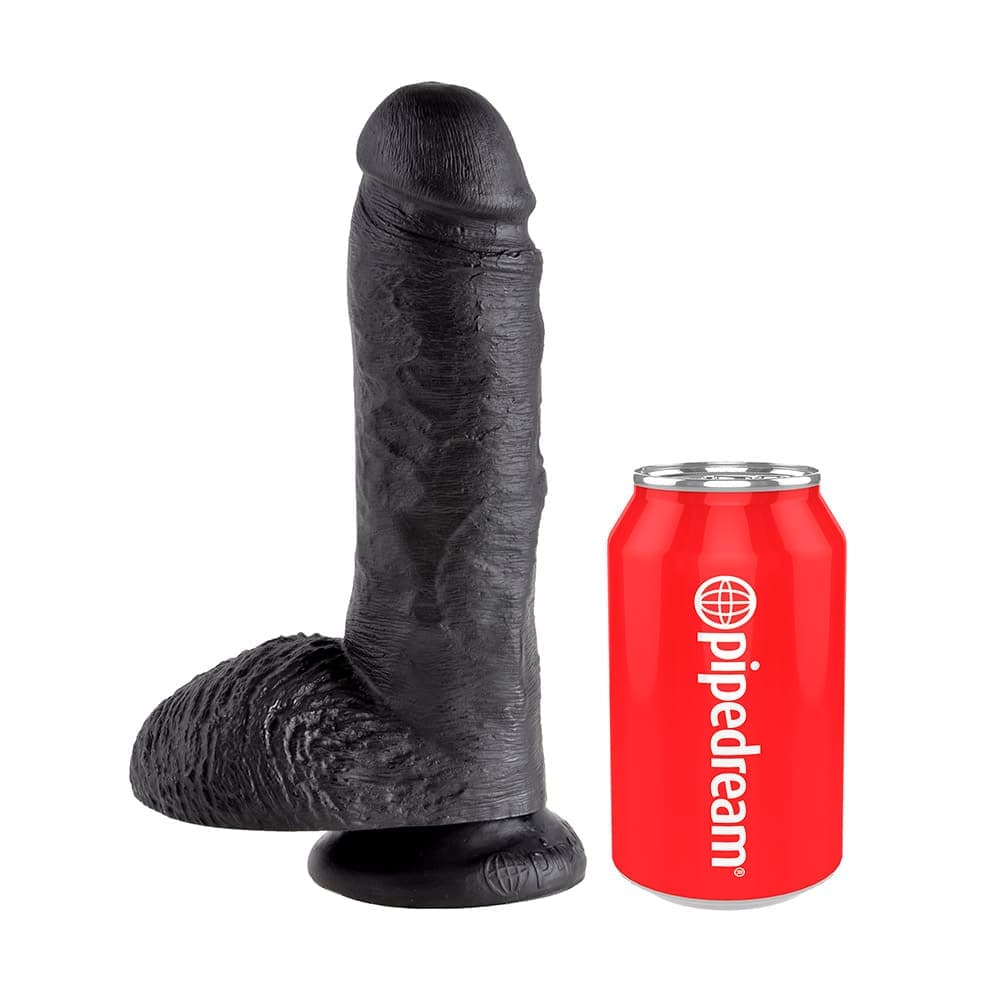 King Cock® Dildo Med Kugler 20 Cm Sort - Private Play
