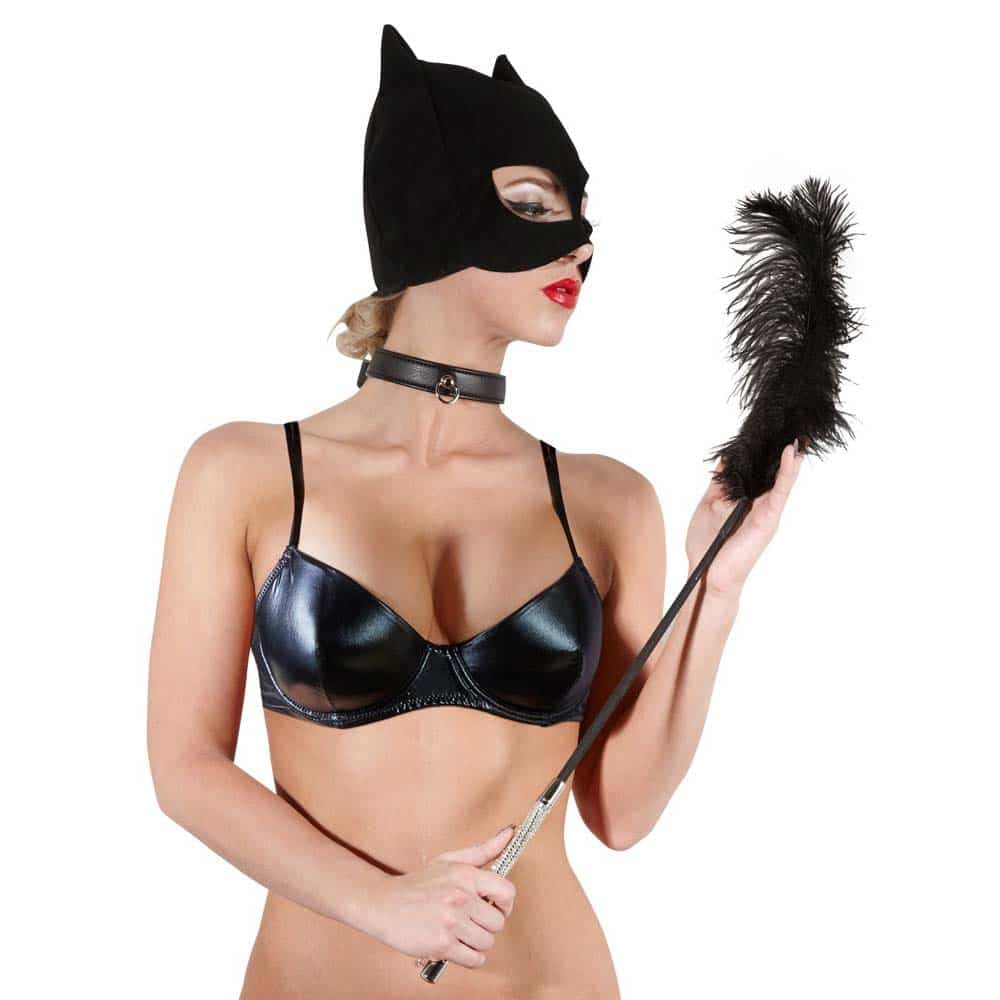 Bad Kitty Rhinestone Fjer Kilder Sort - Private Play
