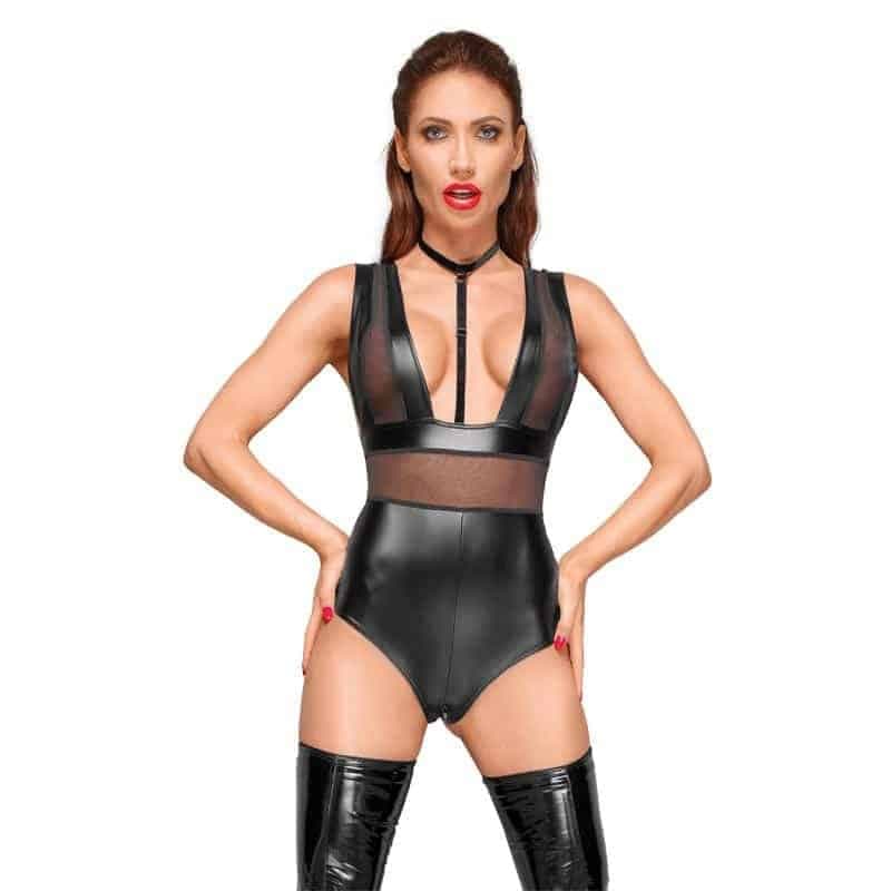 Noir Handmade Priscila Wetlook Bodystocking Sort - S - Private Play