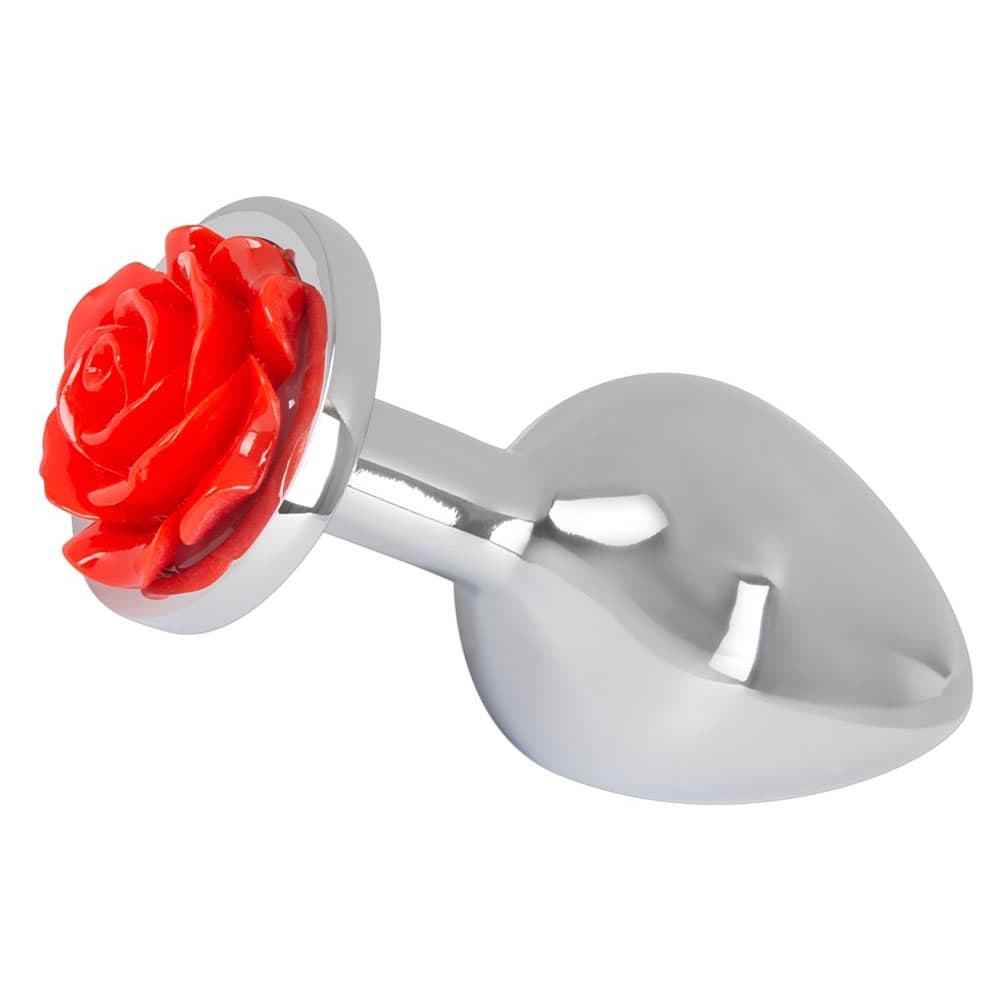 Aluminium Anal Plug med Rose i Bunden - SMRS.dk