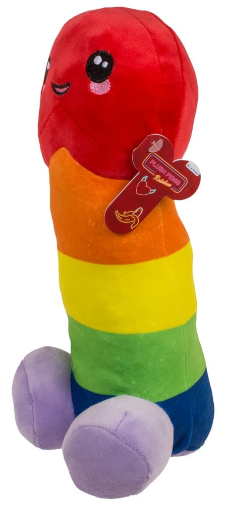 Plys penis "Regnbue" med plys testikler - ORION Erotik Shop