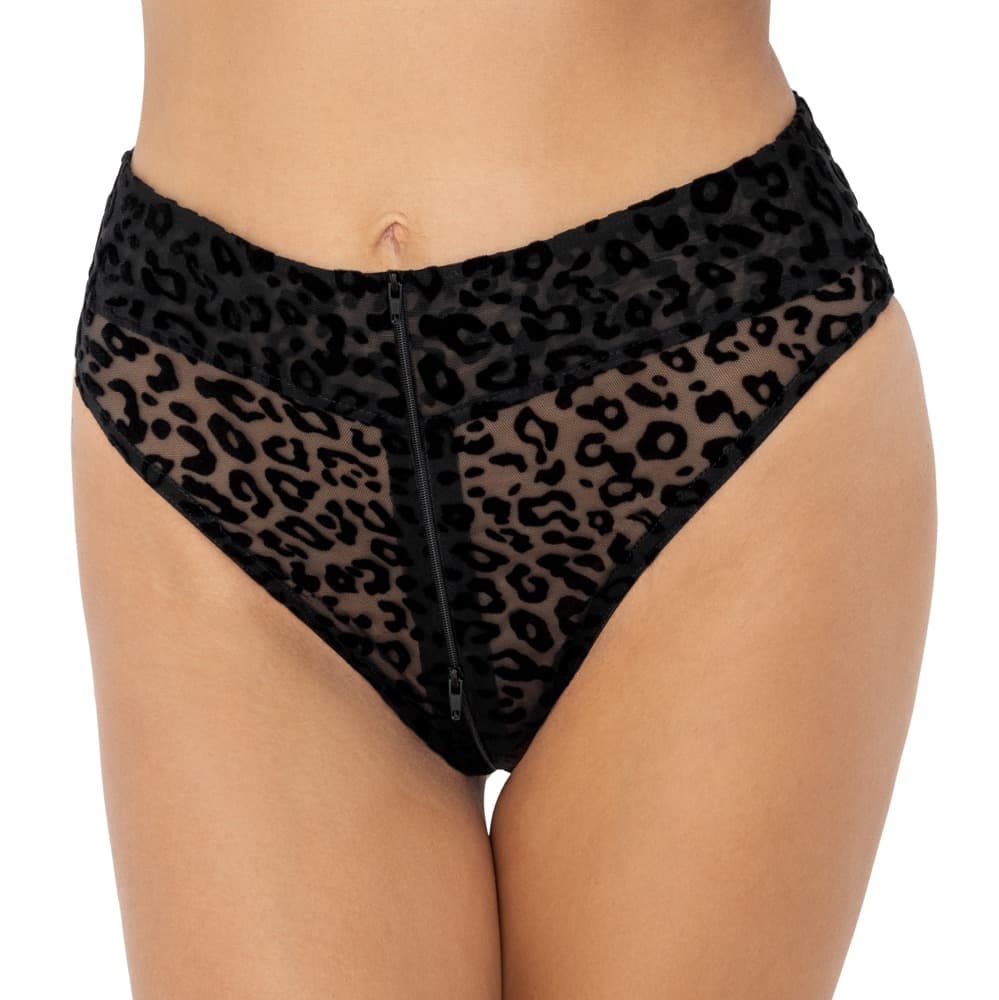 Trusser i elastisk fin mesh med flokprint - ORION Erotik Shop
