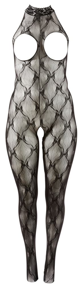 Bundløs catsuit af blødt diamantmønstret blonder - ORION Erotik Shop