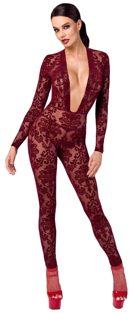 Jumpsuit "Kink Royal" med ornamenter i fløjlsprint - ORION Erotik Shop