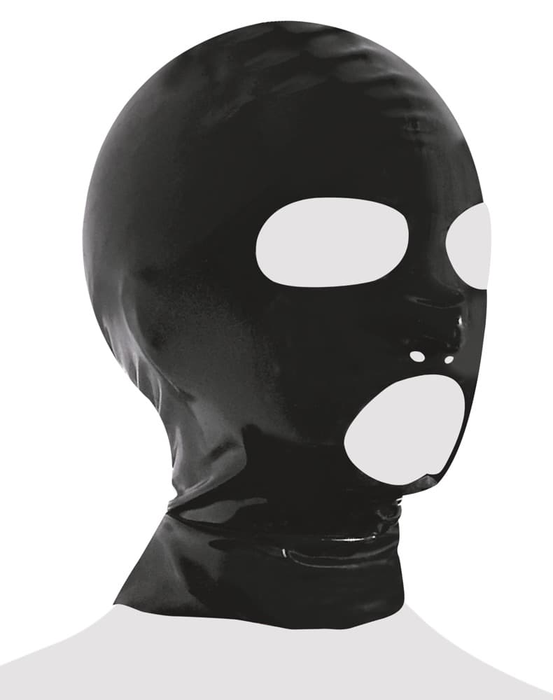 Hovedmaske ud af latex med åbninger for øjne, mund og næsebor - ORION Erotik Shop