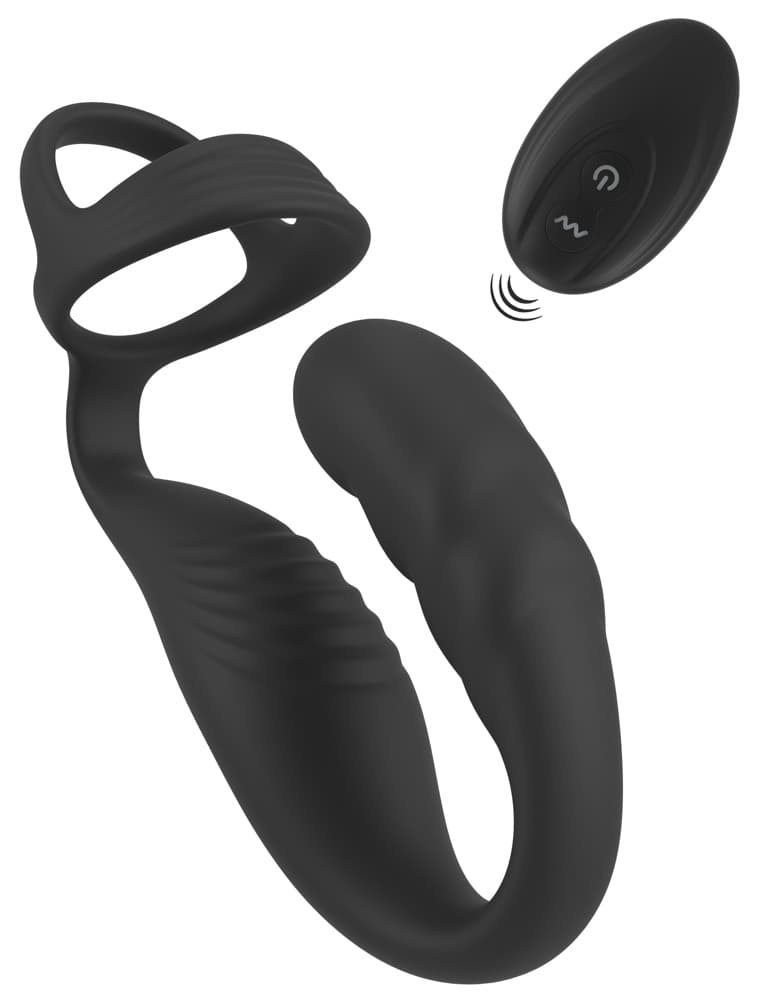 Prostata-vibrator med perineum-vibrator og penis/testikel-ring - ORION Erotik Shop