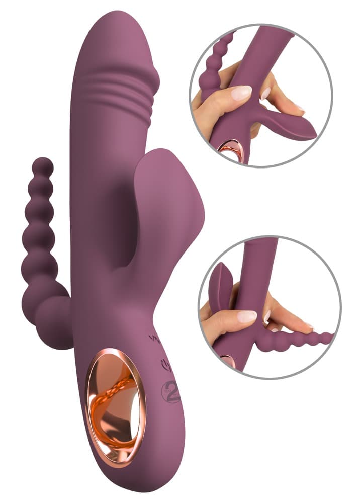 Rabbitvibrator "Slim Triple Plum" med anal stimulator - ORION Erotik Shop