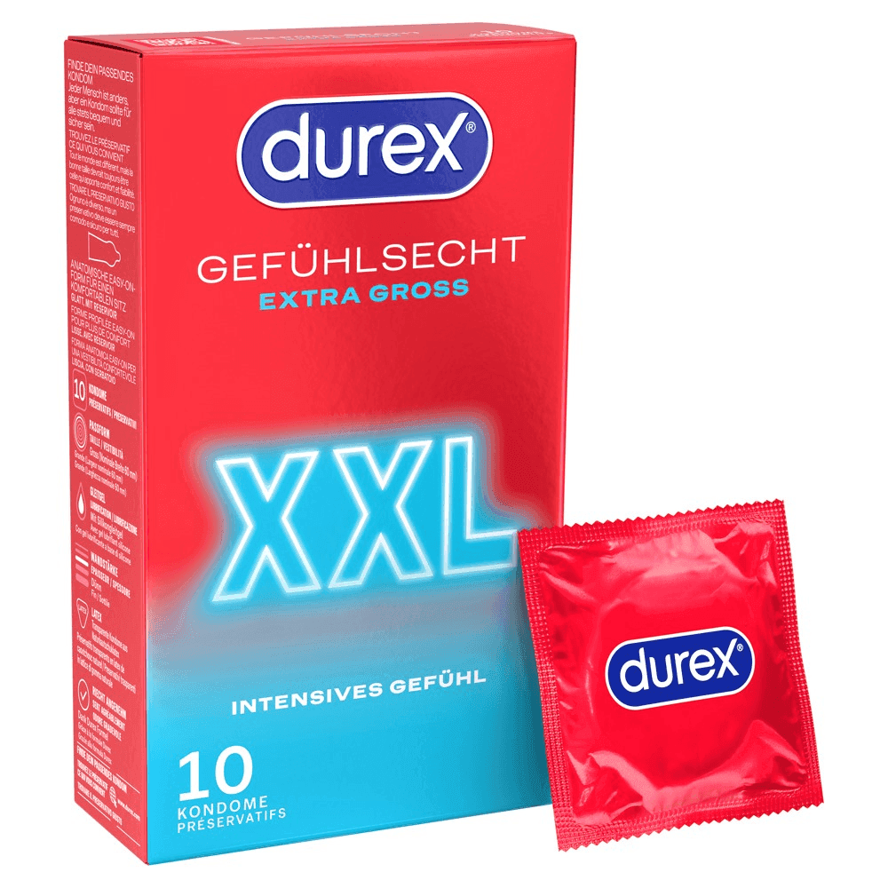 Durex Gefühlsecht Ekstra Store XXL Kondomer 10 stk. - Sexshop.dk