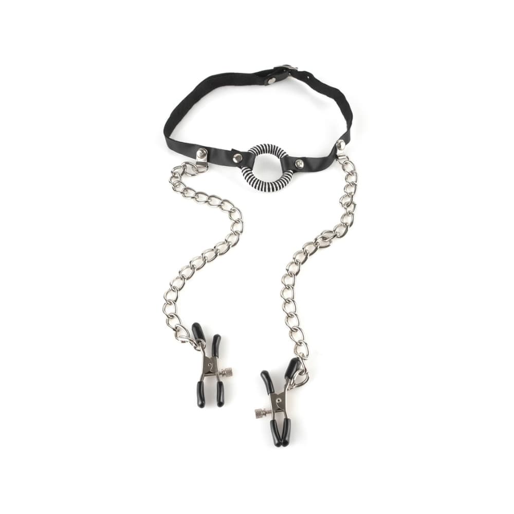 Fetish O-Ring Gag med Brystklemmer - Winkwink.dk