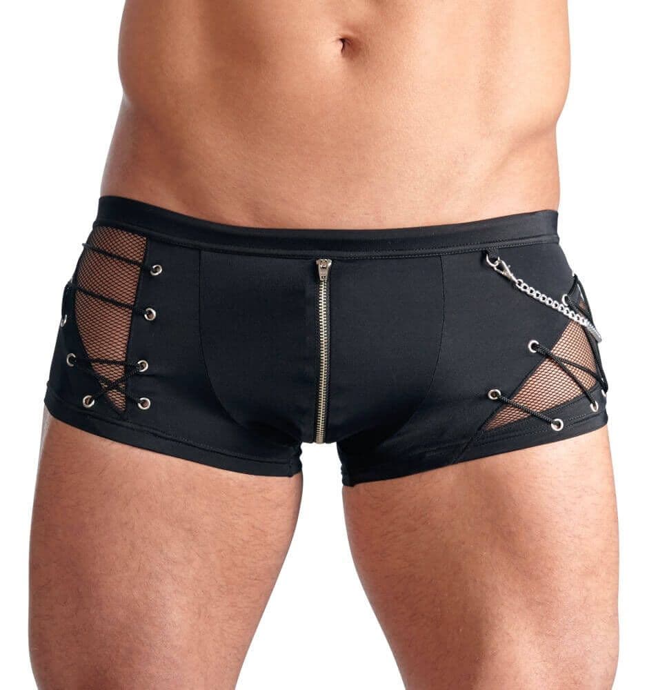 Svenjoyment - Sorte Asymmetriske Boxershorts m. net og kæde detaljer-L - Winkwink.dk