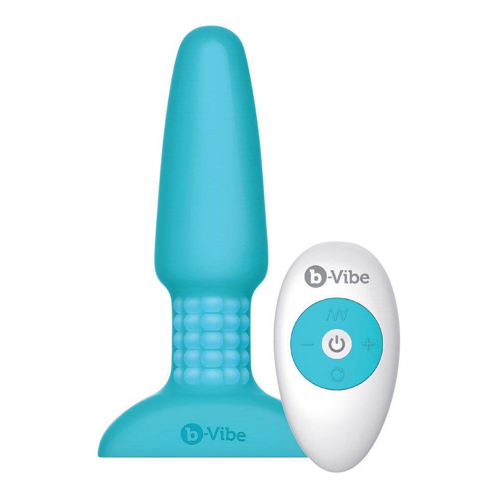 B-Vibe - Rotterende & Fjernbetjent Rimming Buttplug m. Vibration-Tyrkis - Winkwink.dk